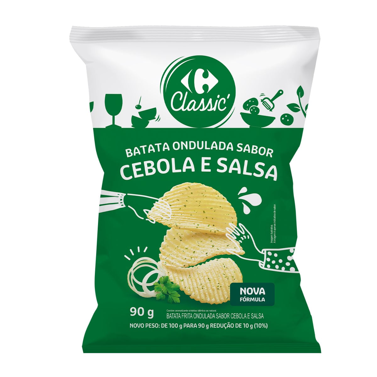 Batata Frita Ondulada Cebola e Salsa Carrefour Classic 90 g