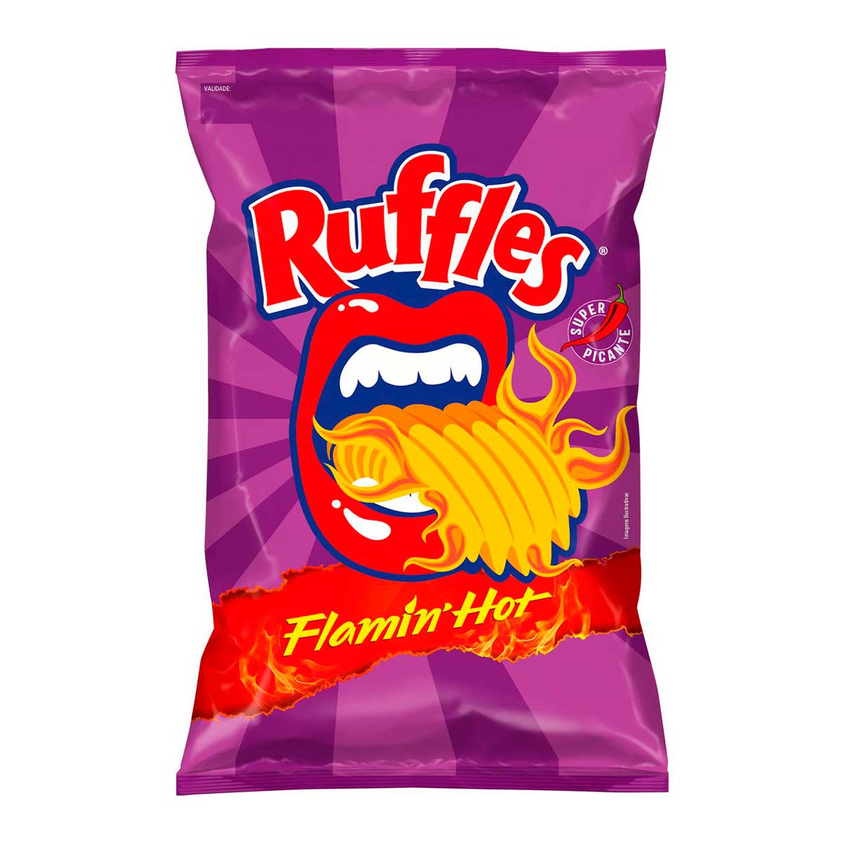 Batata Frita Ondulada Flamin Hot Picante Elma Chips Ruffles 84 g