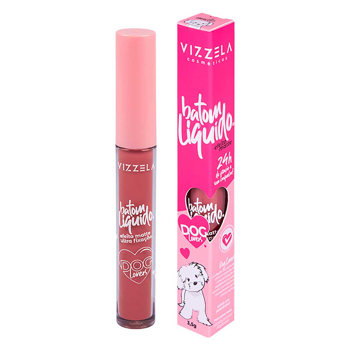 Batom Líquido Vizzela Cosméticos Matte Maltês 24 Horas Dog Lovers Longa Duração 3,5g