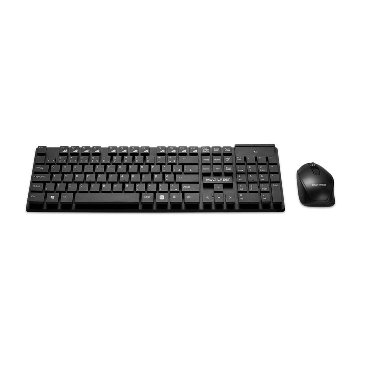 Teclado e Mouse Sem Fio Micro Receptor TC251 Multilaser Preto