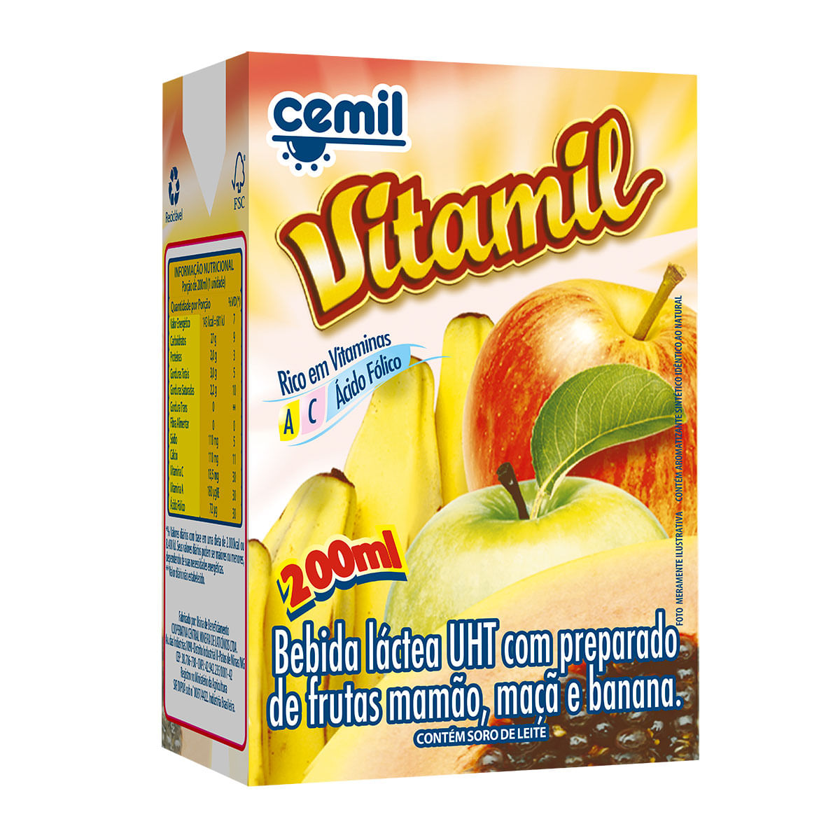 Bebida Láctea Polpa de Frutas Cemil Vitamil 200 ml