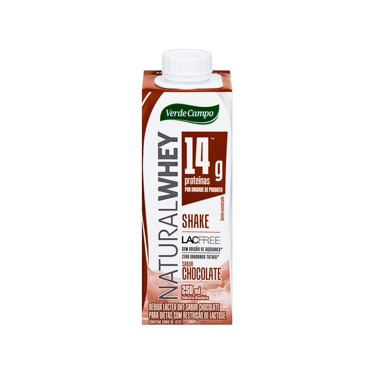 Bebida Láctea Desnatada sem Lactose Verde Campo Lacfree Natural Whey de Chocolate 250ml