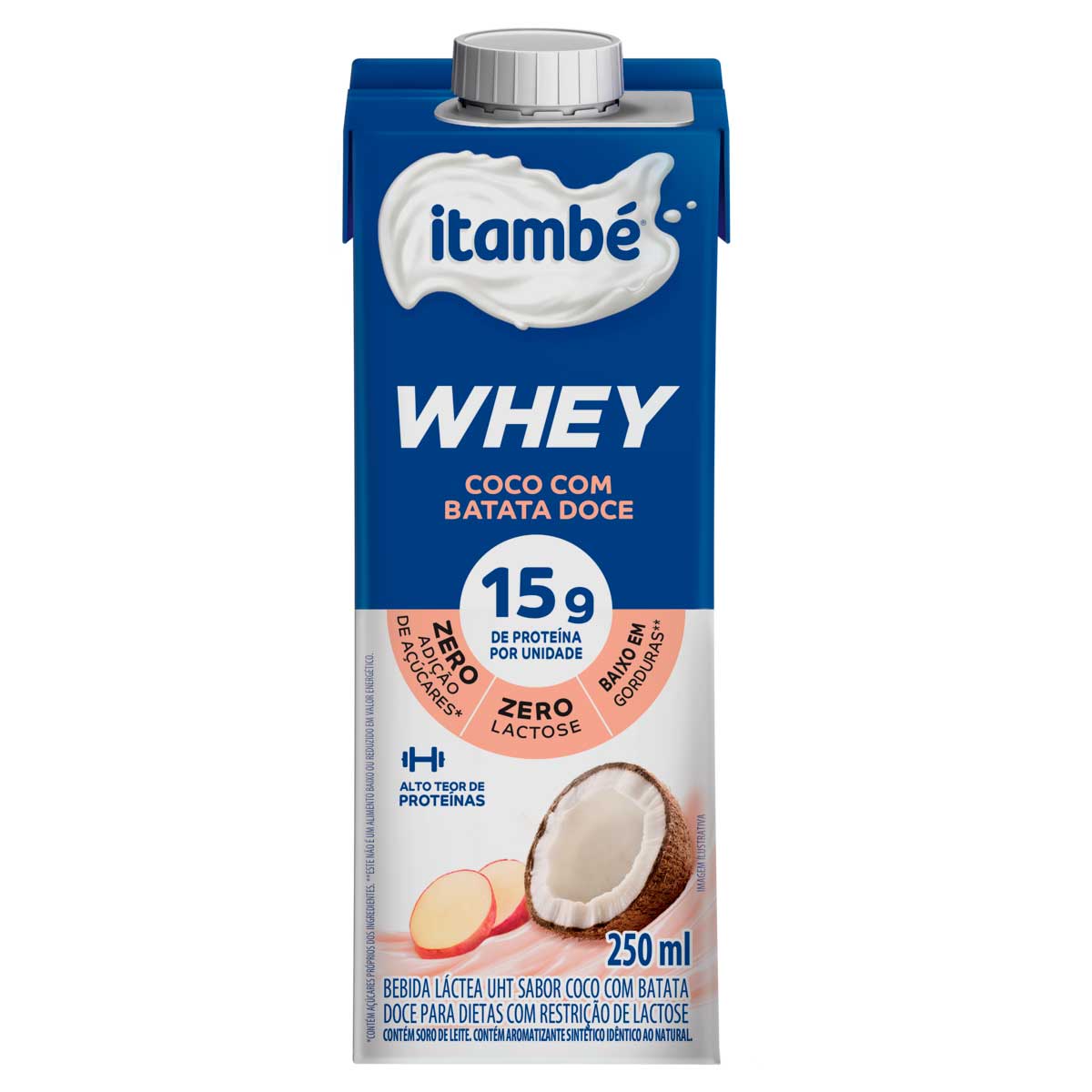 Bebida Láctea UHT Sabor Coco com Batata Doce Zero Lactose Itambé Whey 250ml