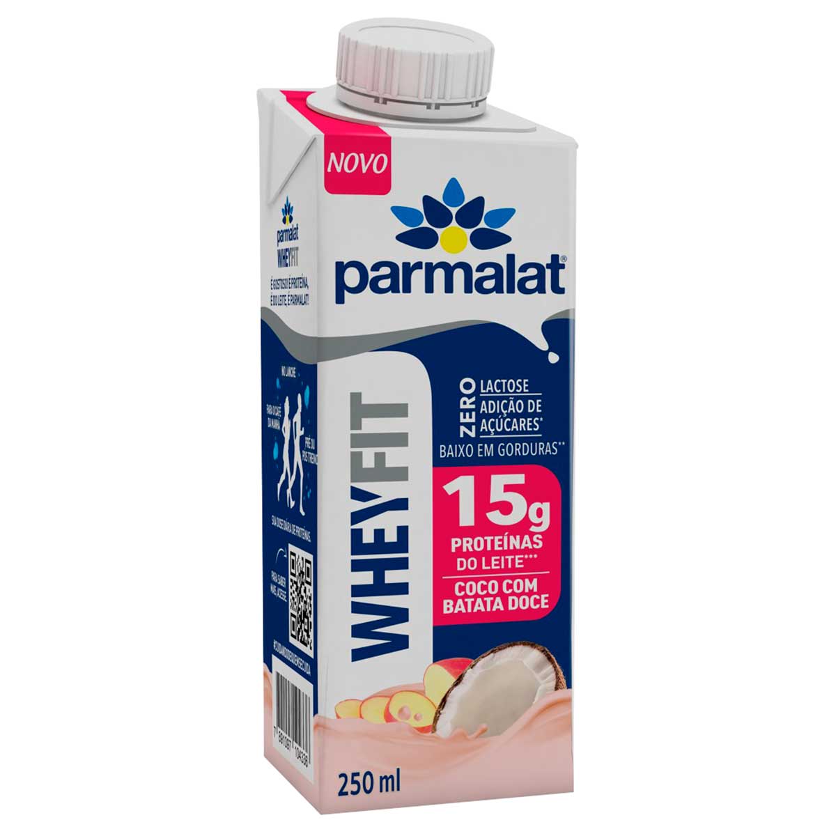 Bebida Láctea UHT Zero Lactose Parmalat Wheyfit Sabor Coco com Batata-Doce 250ml