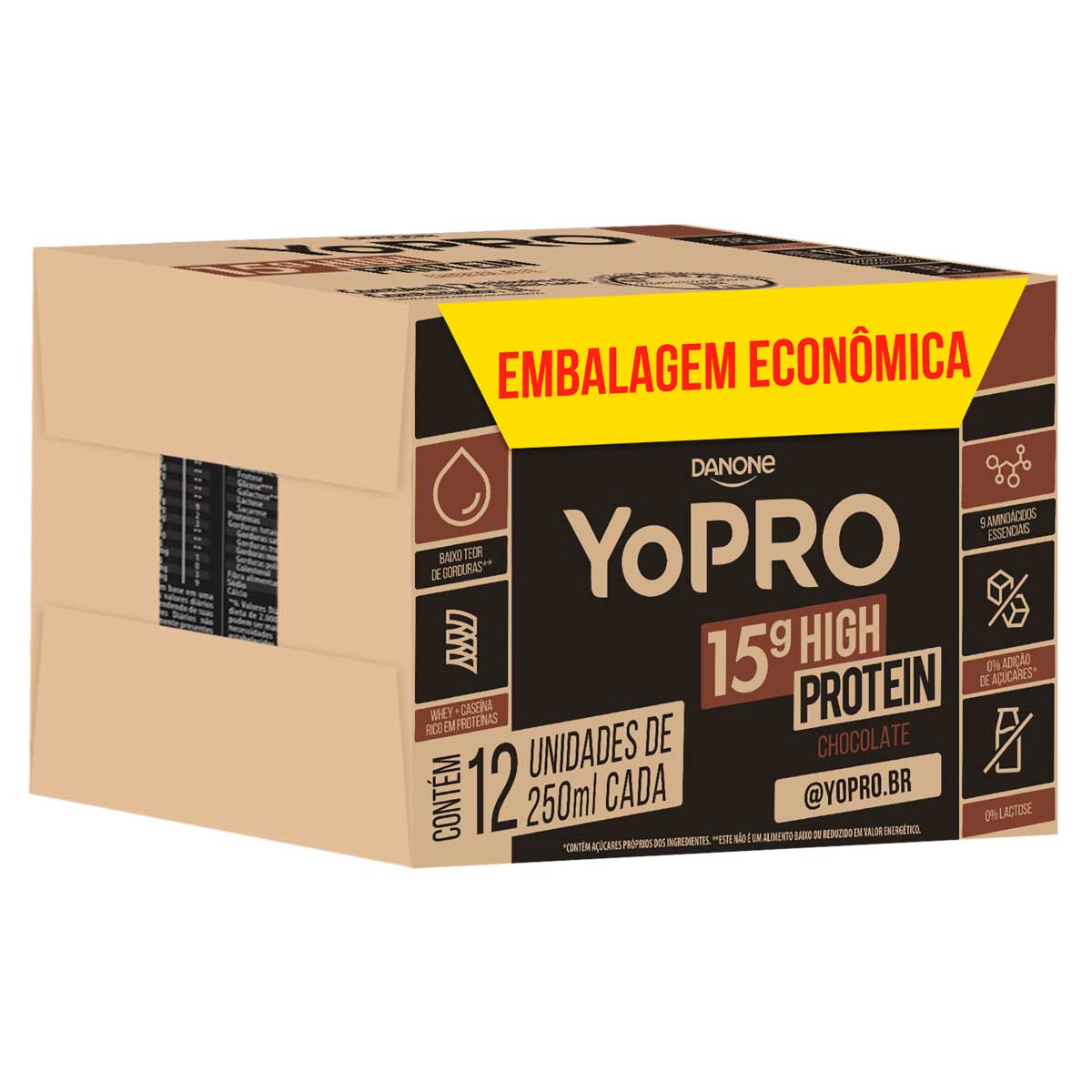 Bebida Prot 15GP Whey YoPRO Chocolate 12Unidades 250ML