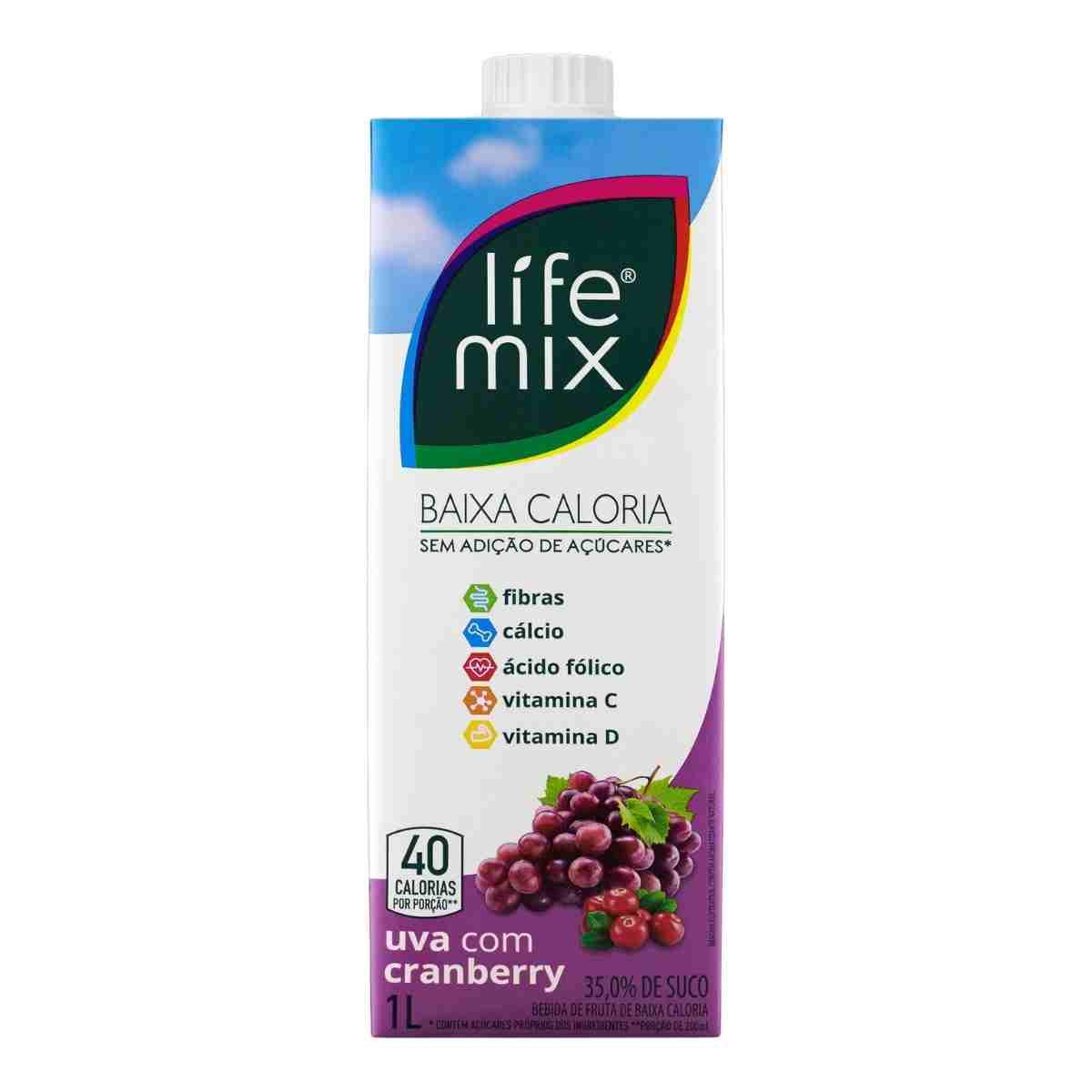 Bebida Uva com Cranberry Life Mix Caixa 1 L