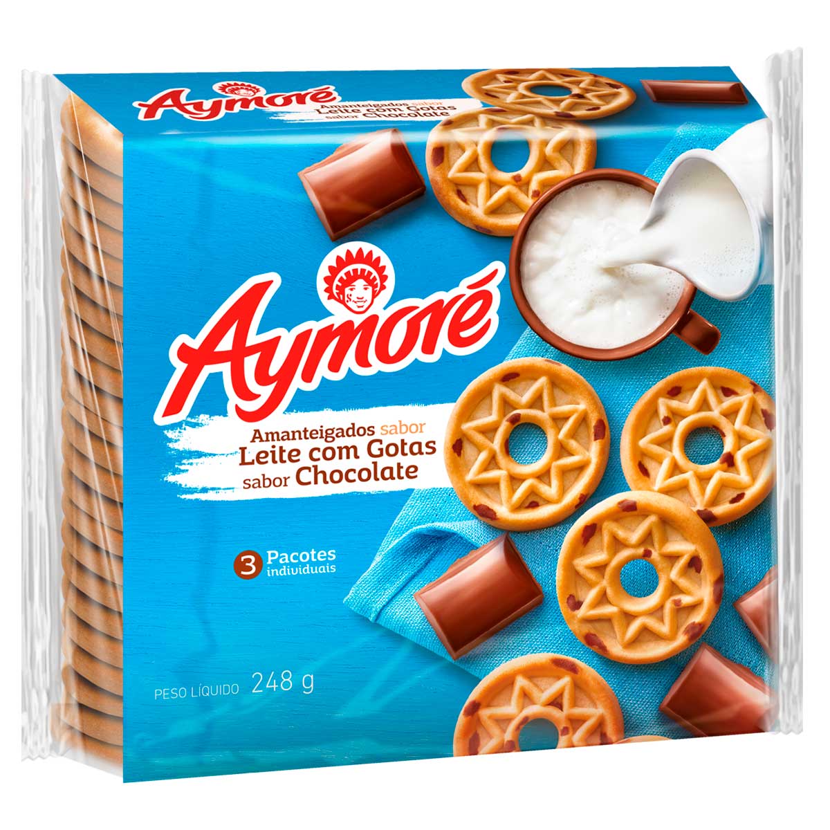 Biscoito Amanteigado com Gotas de Chocolate Leite Aymoré 248g