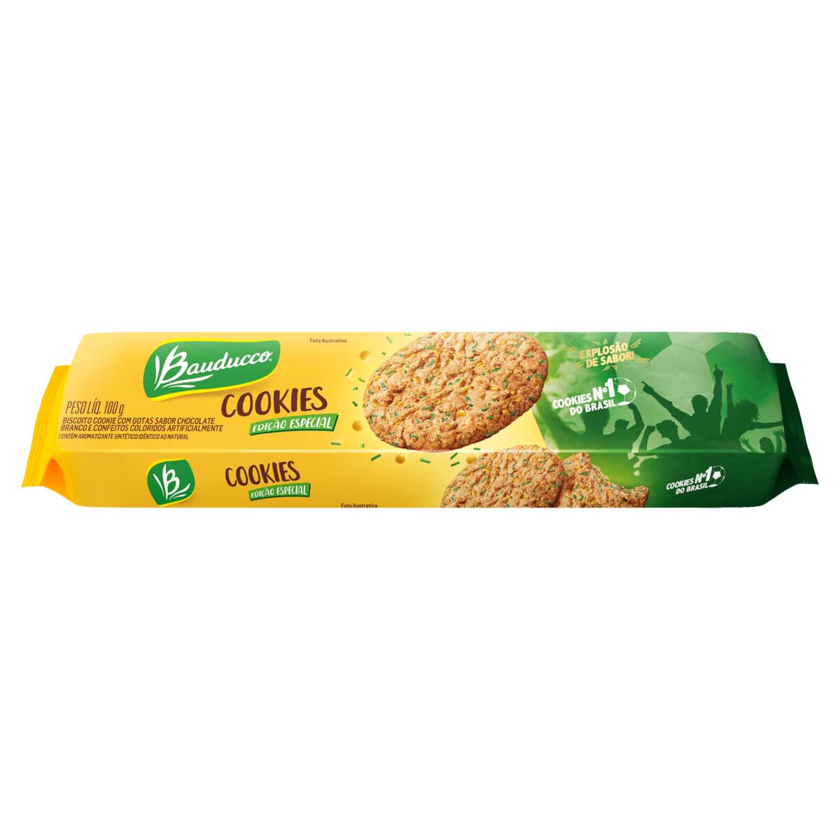 Biscoito Cookie com Gotas de Chocolate Branco e Confeito Bauducco 100g Edição Especial