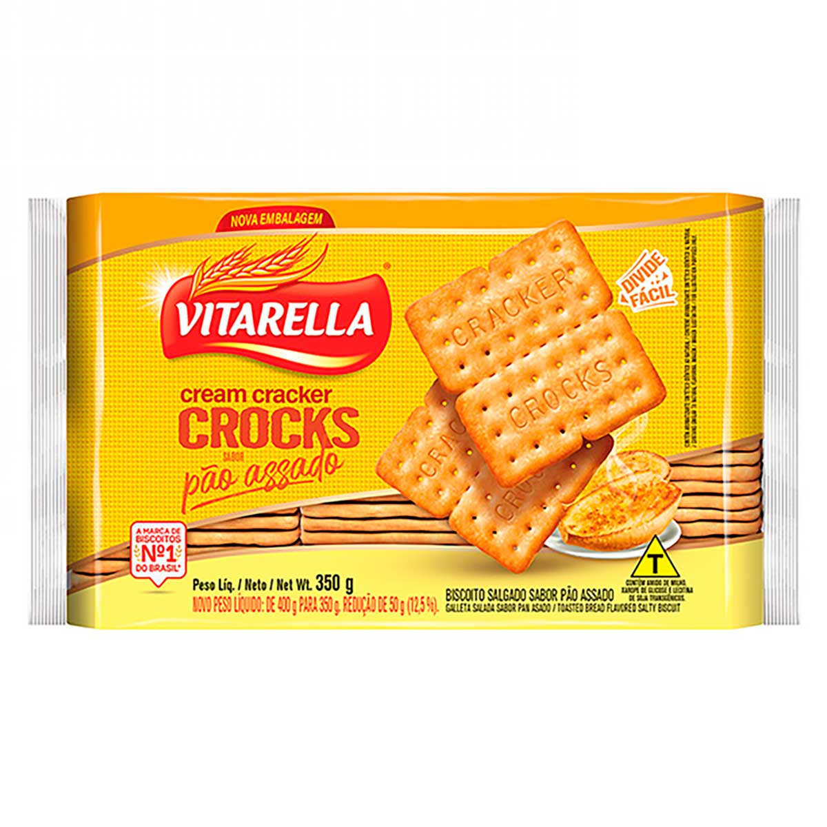 Biscoito Cream Cracker Pão Assado Vitarella Crocks 350g