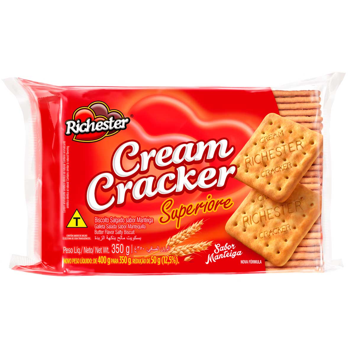 Biscoito Cream Cracker Sabor Manteiga Richester Superiore 350g