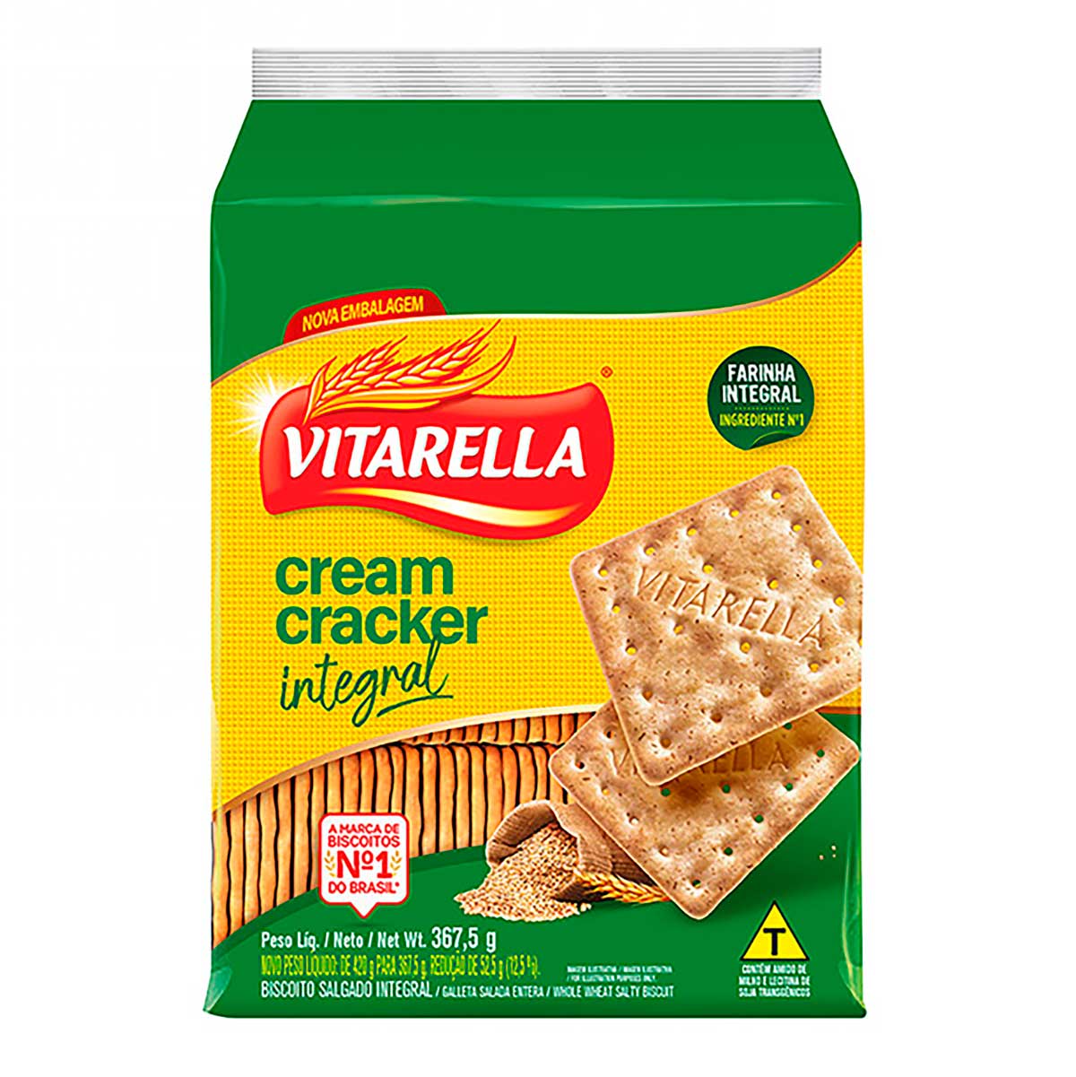 Biscoito Cream Cracker Integral Vitarella 367,5g