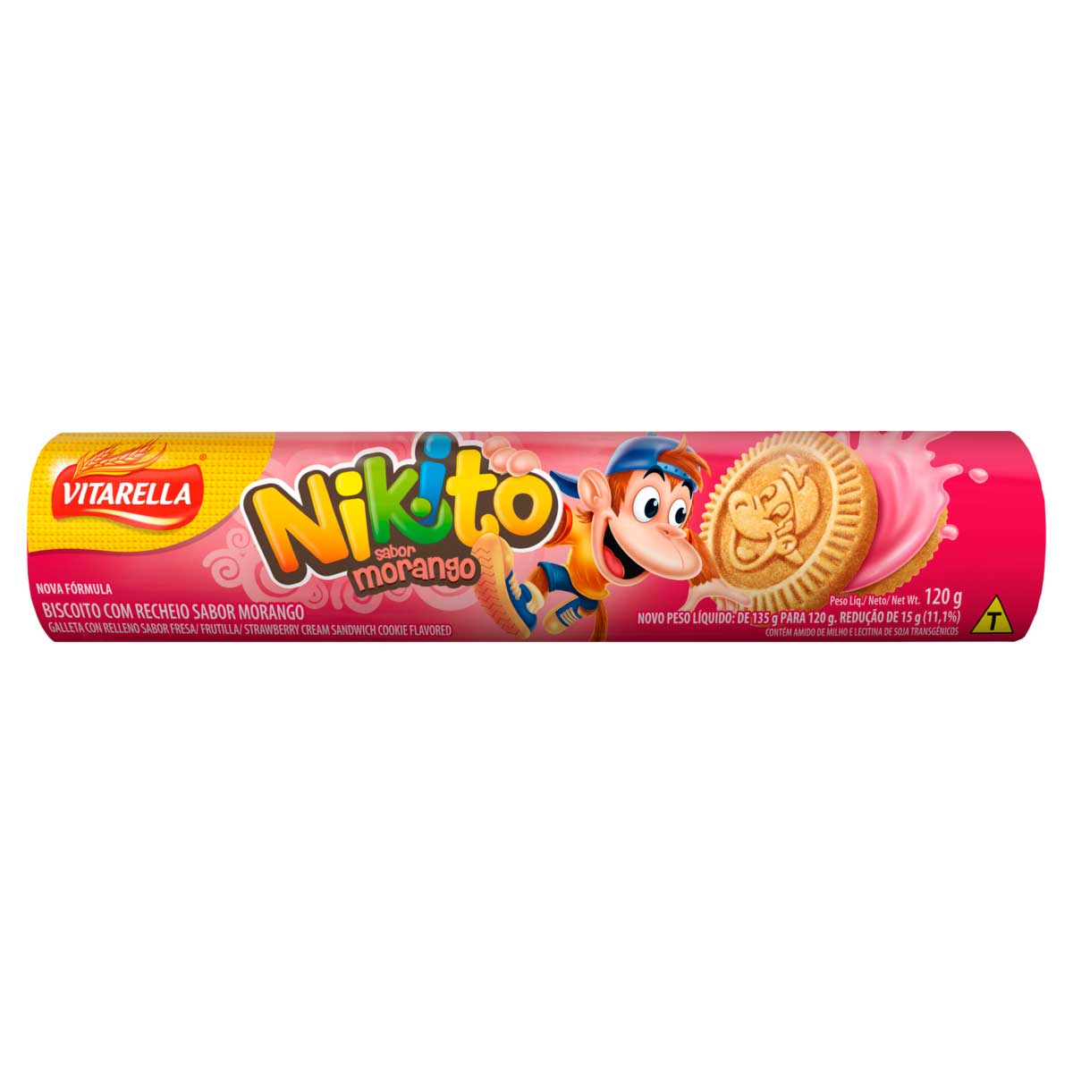 Biscoito Recheado de Morango Vitarella Nikito 120g