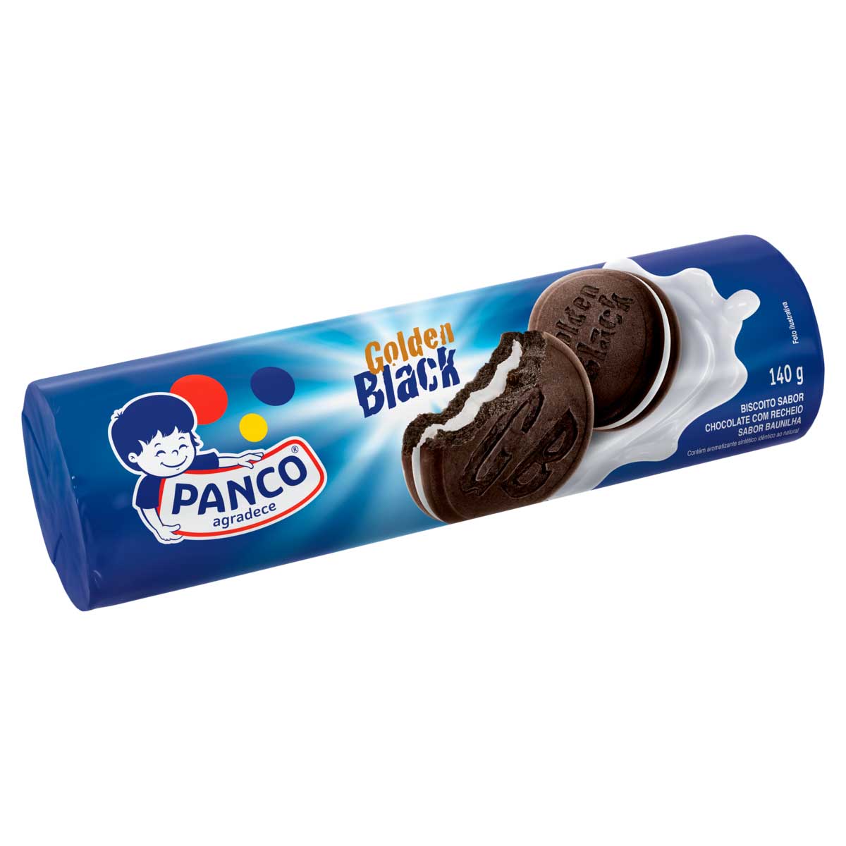 Biscoito Chocolate Recheado de Baunilha Panco Golden Black 140g