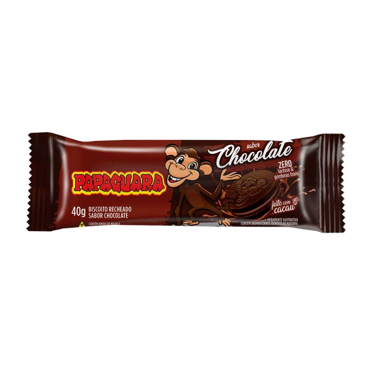 Biscoito de Chocolate Recheio Chocolate Papaguara 40 g