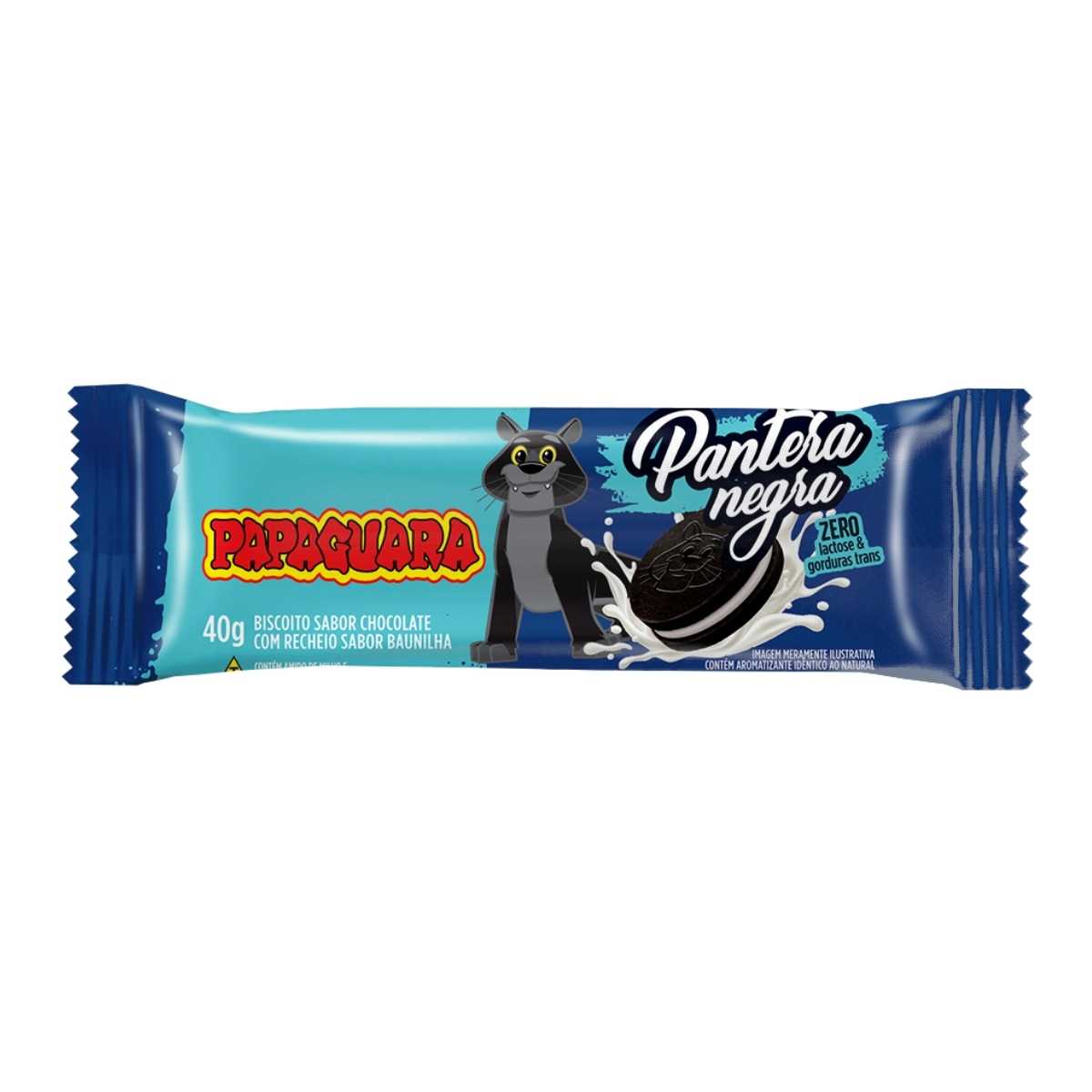 Biscoito de Chocolate Recheio Baunilha Pantera Negra Papaguara 80 g