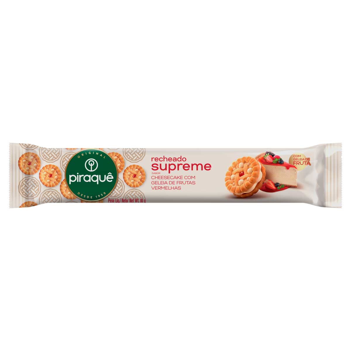 Biscoito Recheado de Cheesecake com Geléia de Frutas Vermelhas Piraquê Supreme 80g