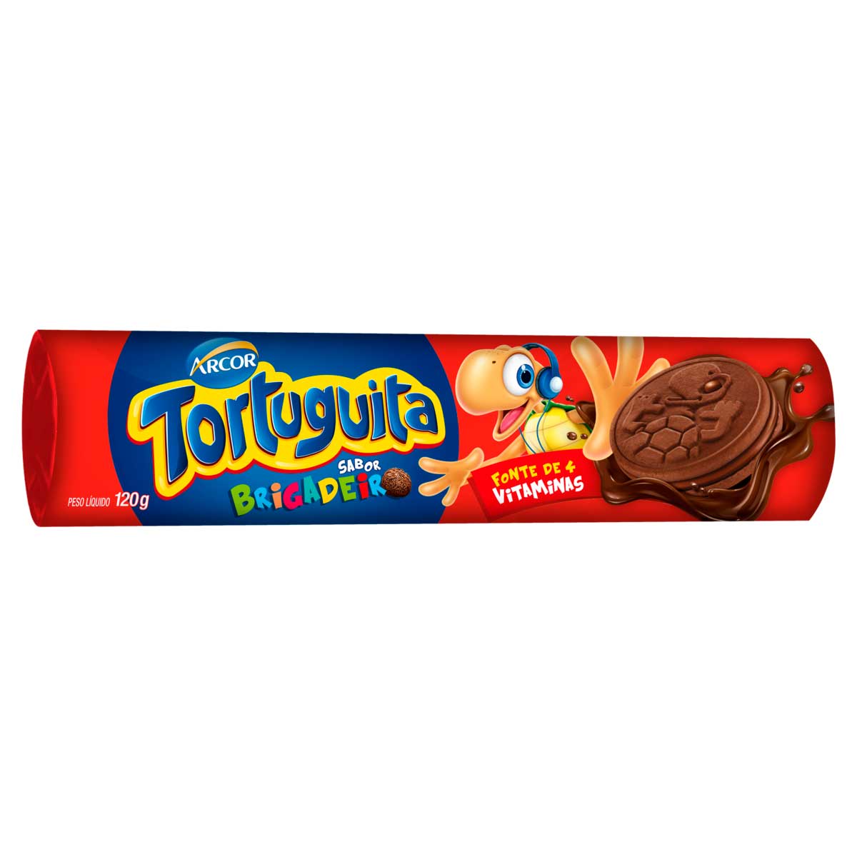 Biscoito Chocolate Recheio Brigadeiro Tortuguita 120g