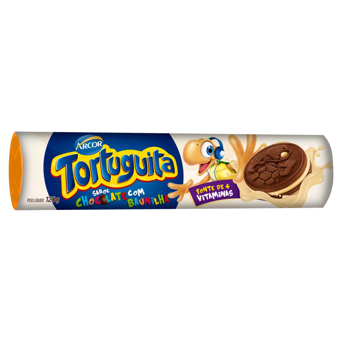 Biscoito Chocolate Recheio Baunilha Tortuguita 120g