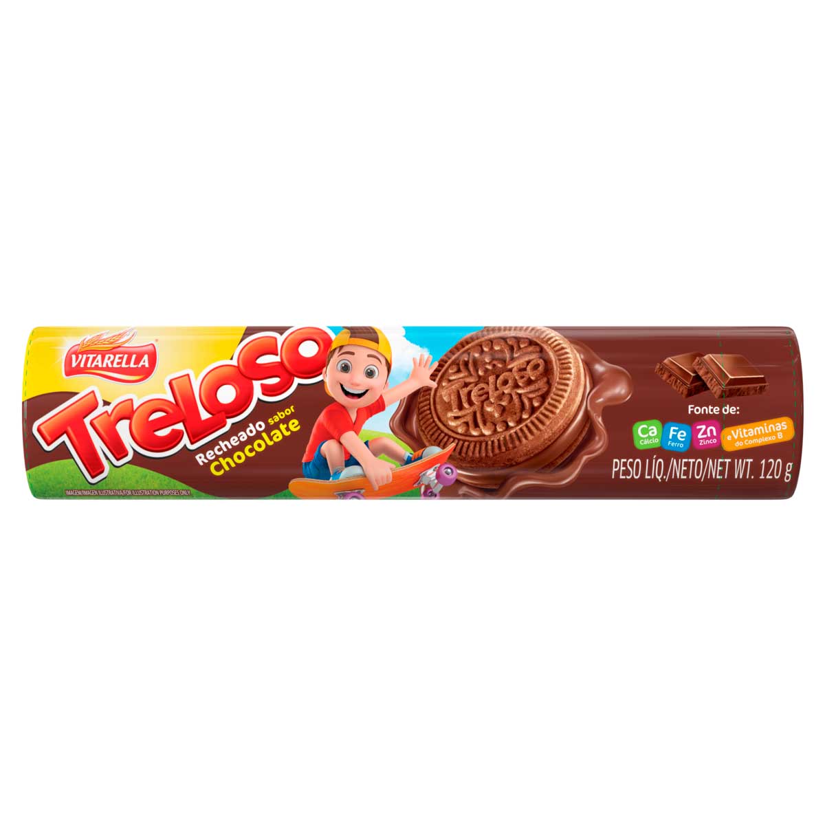 Biscoito Recheado de Chocolate Vitarella Treloso 120g