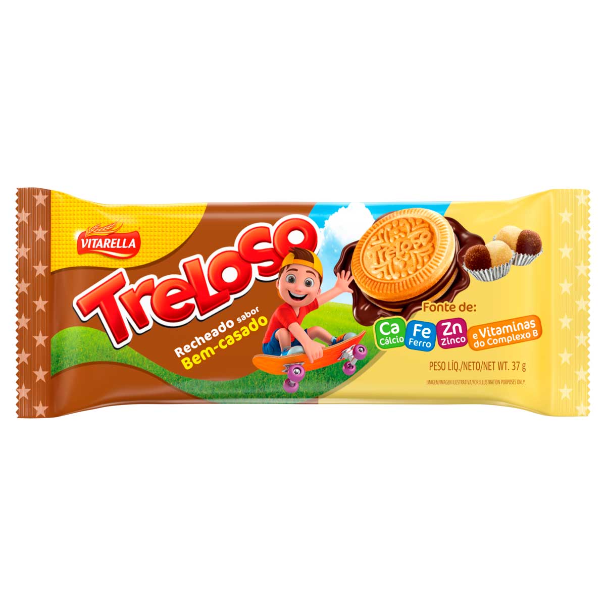 Biscoito Recheado Sabor Bem-Casado Vitarella Treloso 37g