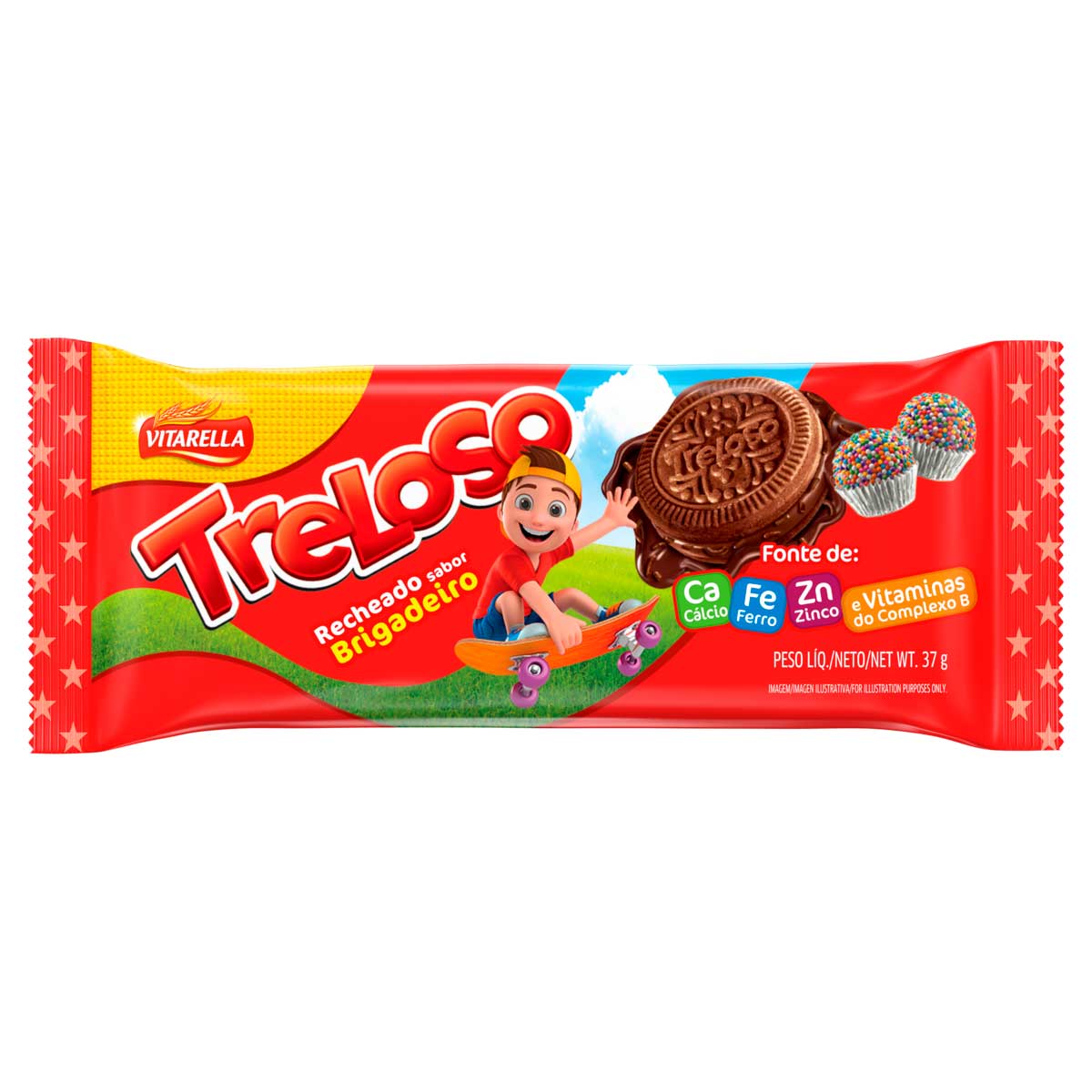 Biscoito Recheado Sabor Brigadeiro Vitarella Treloso 37g