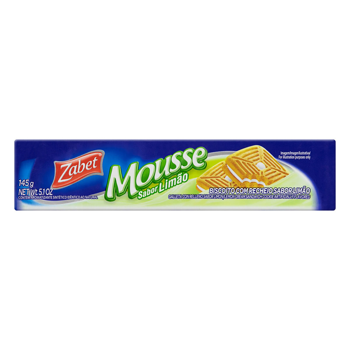 Biscoito Recheio Limão Zabet Mousse Pacote 145 g