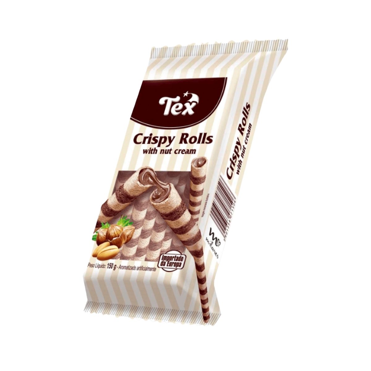 Biscoito Tex Nut Cream Crispy Rolls 150 g