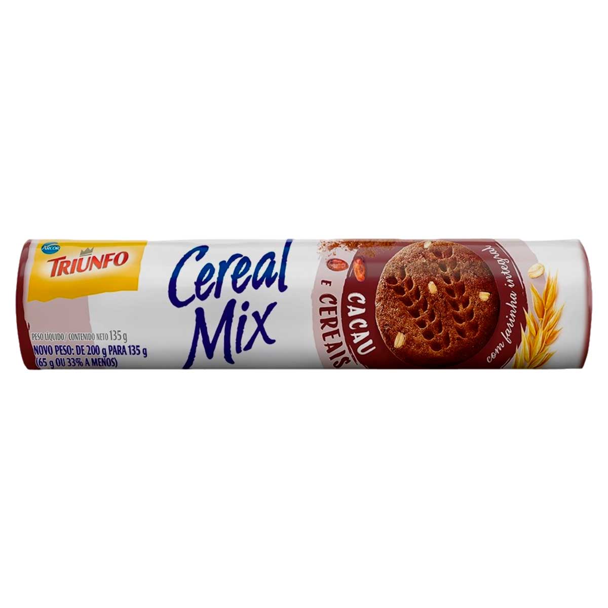 Biscoito Cacau e Cereais Triunfo Cereal Mix 135g