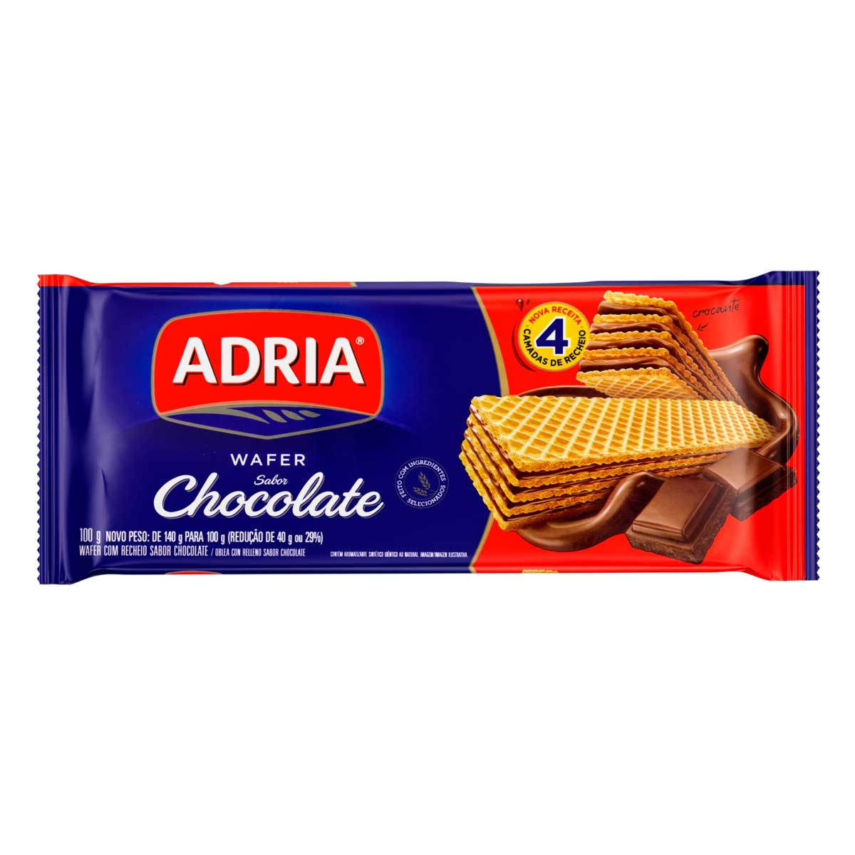 Wafer Recheado Sabor Chocolate Adria 100g