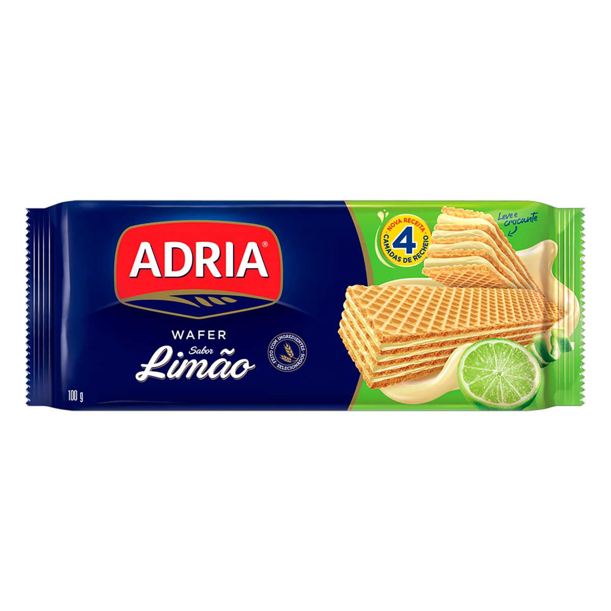 Wafer Recheado Sabor Limão Adria 100g