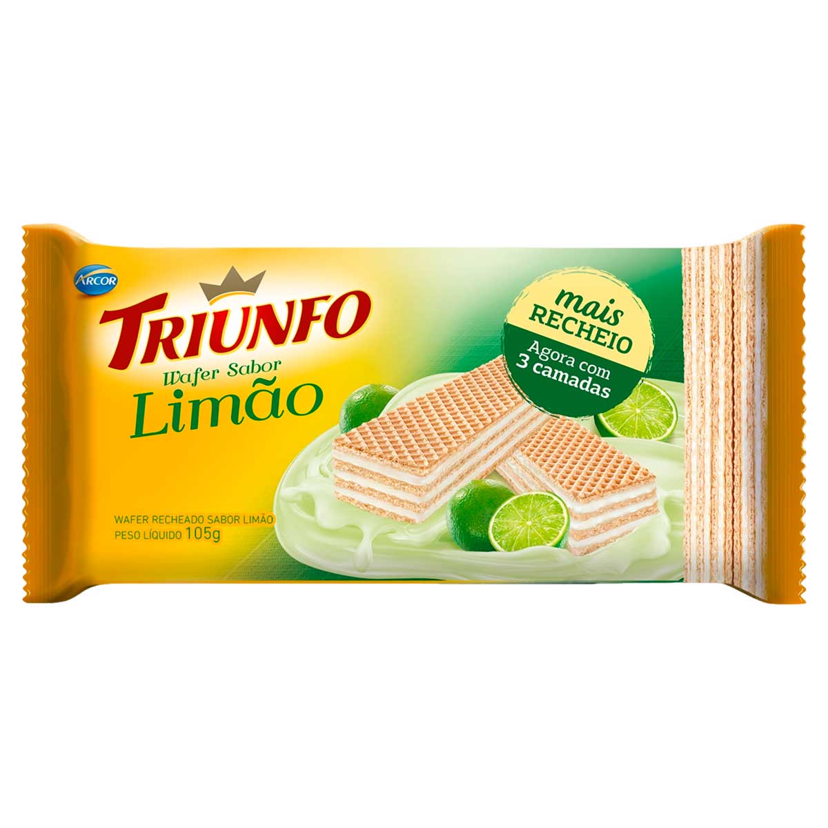 Biscoito Wafer Recheio Limão Triunfo 105g