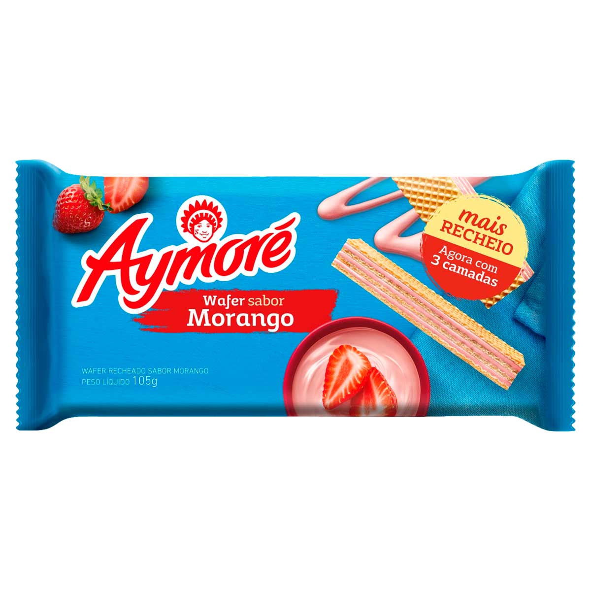 Biscoito Wafer Recheio Morango Aymoré 105g