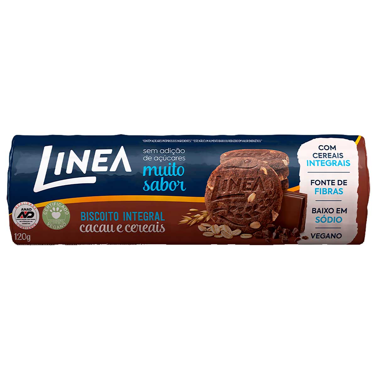 Biscoito Integral de Cacau e Cereais Linea 120g