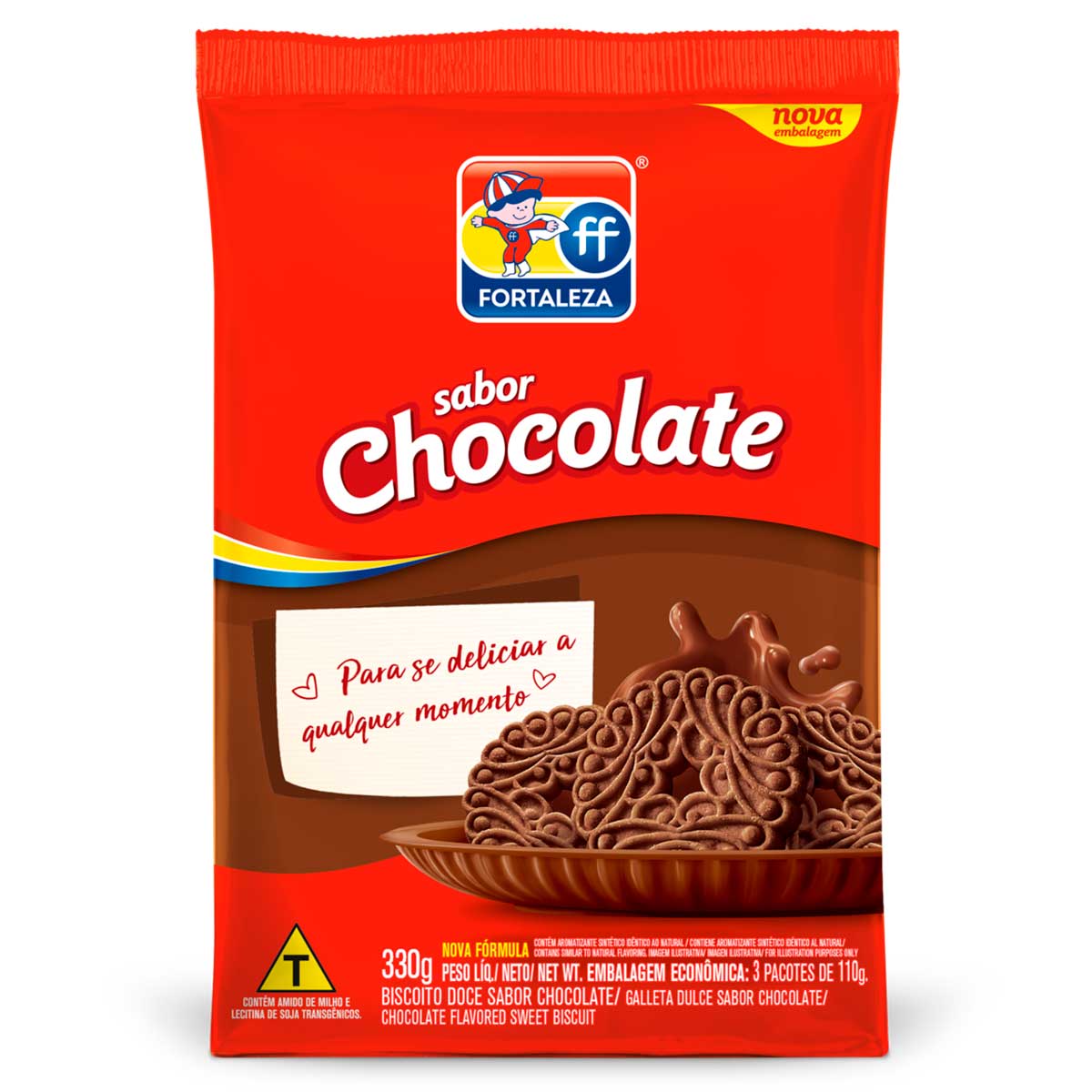 Biscoito de Chocolate Fortaleza 330g Embalagem Econômica