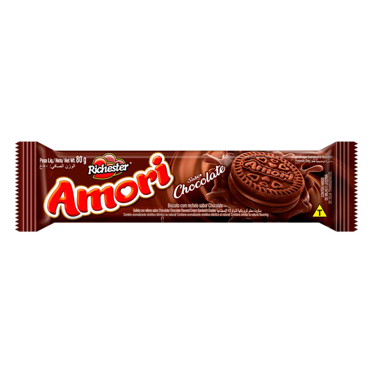 Biscoito Recheado de Chocolate Richester Amori 80g