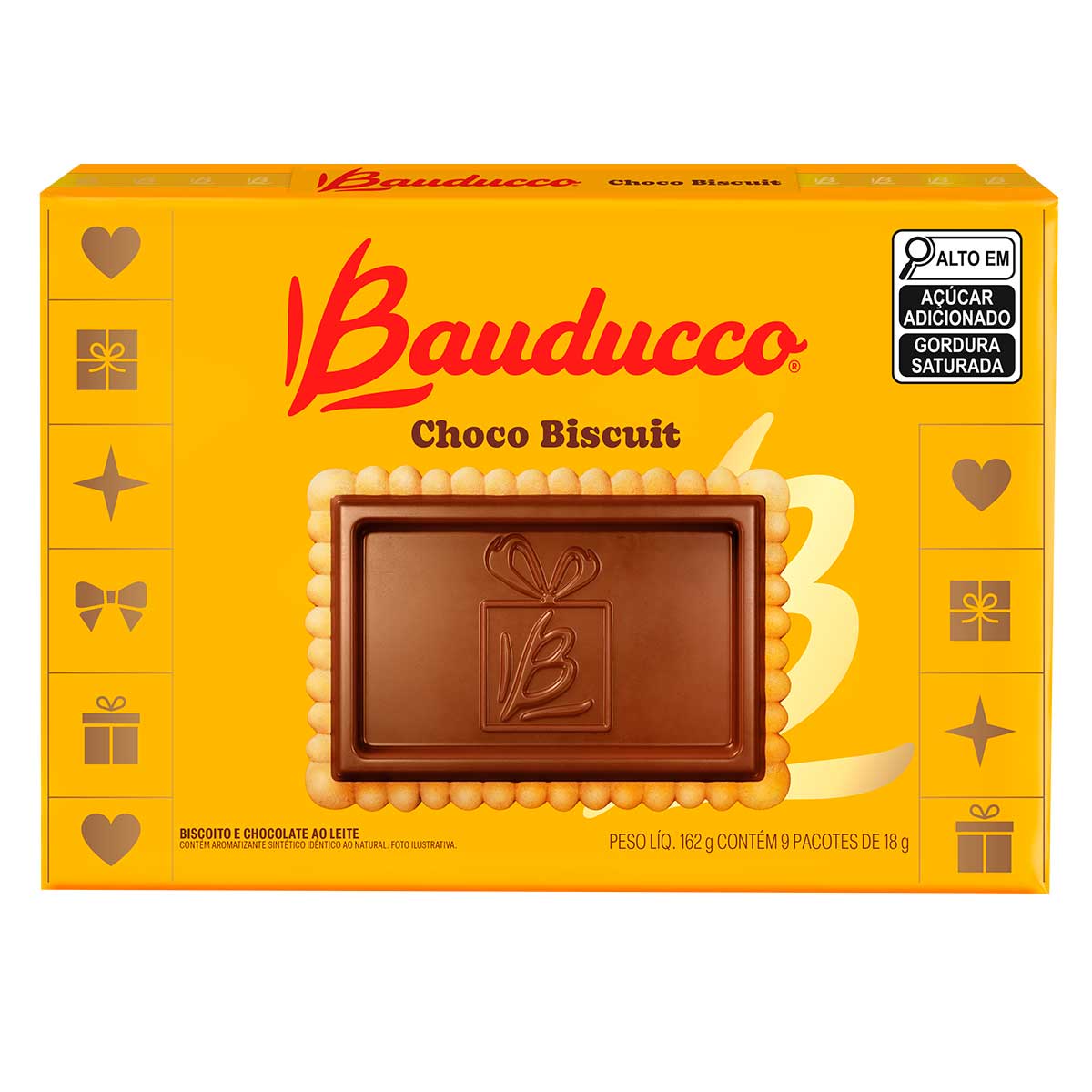 Biscoito com Cobertura de Chocolate ao Leite Bauducco Choco Biscuit Caixa 162g