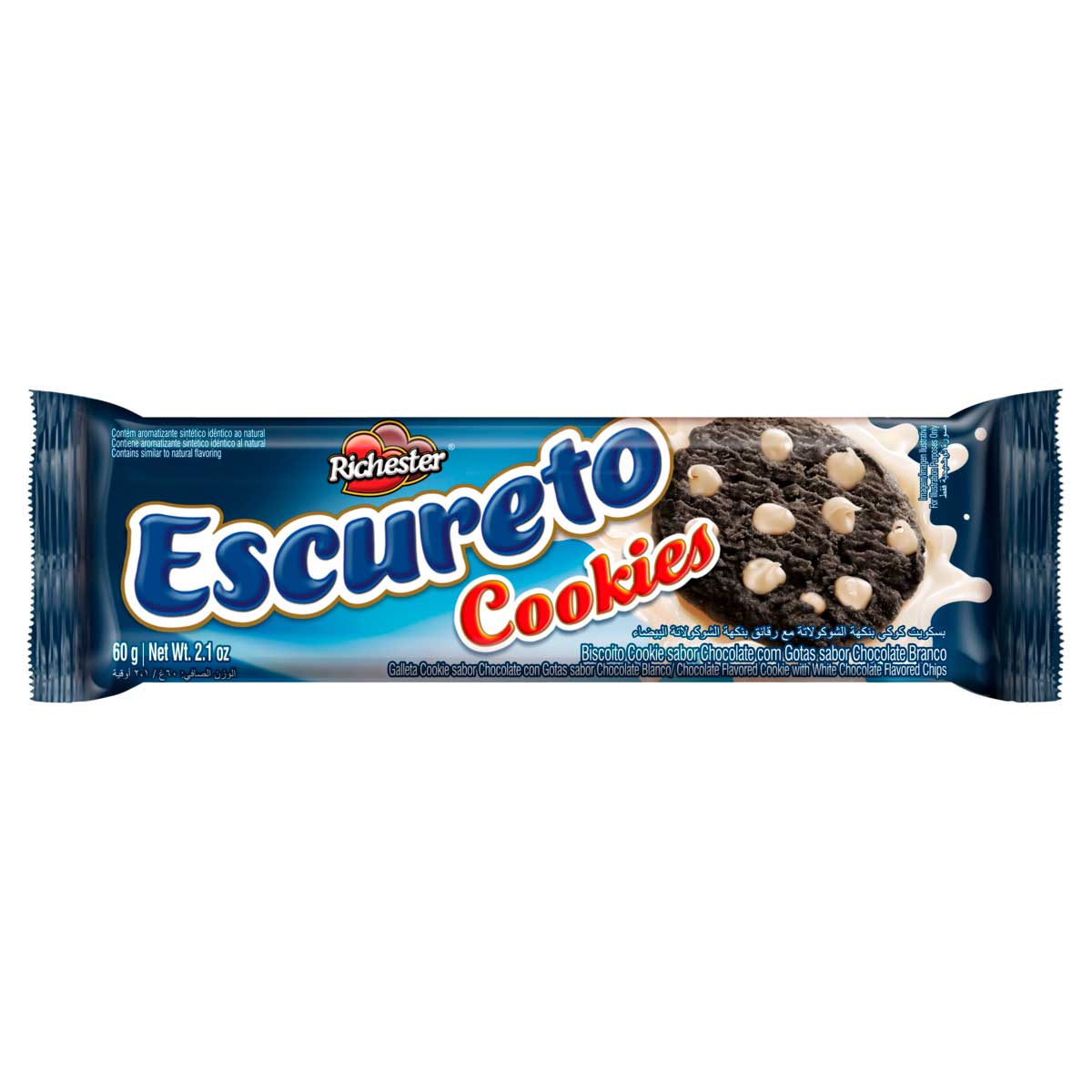 Cookie de Chocolate com Gotas de Chocolate Branco Richester Escureto 60g