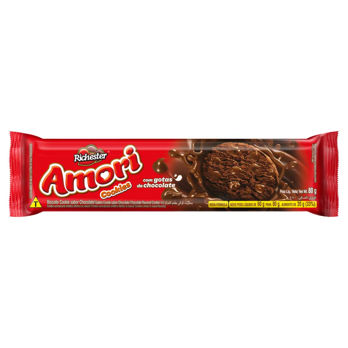 Cookie de Chocolate com Gotas de Chocolate Richester Amori 80g