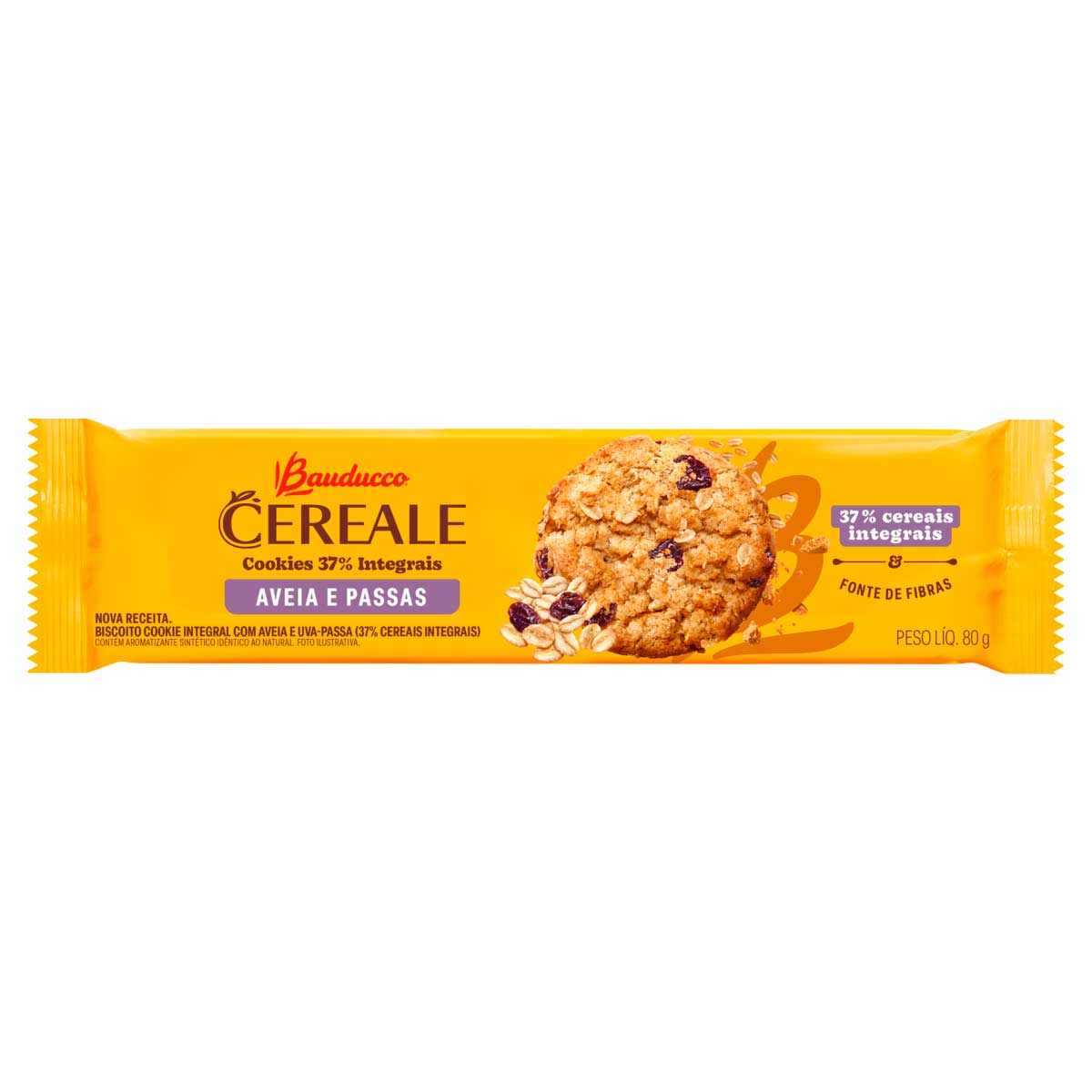 Biscoito Cookie Integral Aveia e Passas Bauducco Cereale 80g