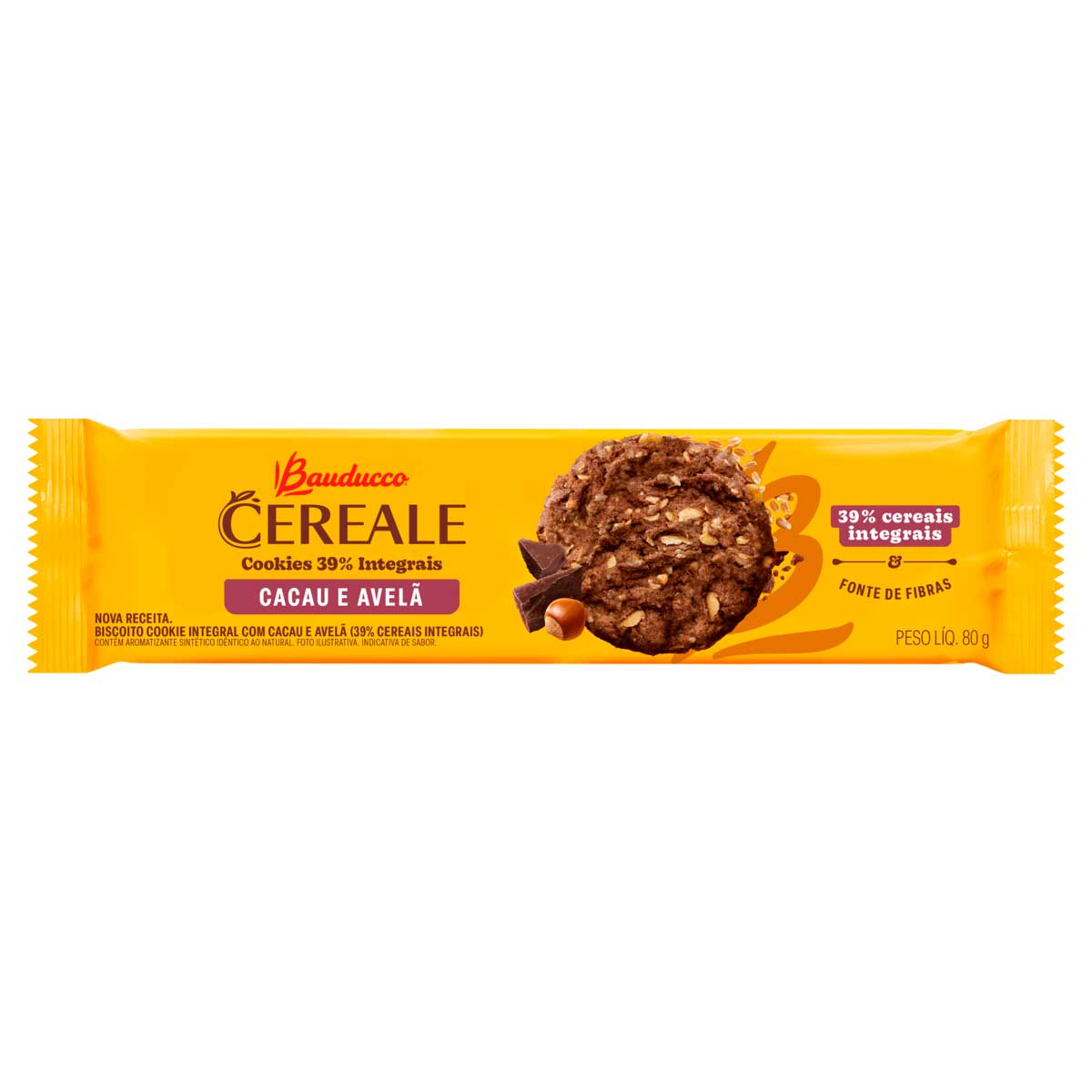 Biscoito Cookie Integral Cacau e Avelã Bauducco Cereale 80g