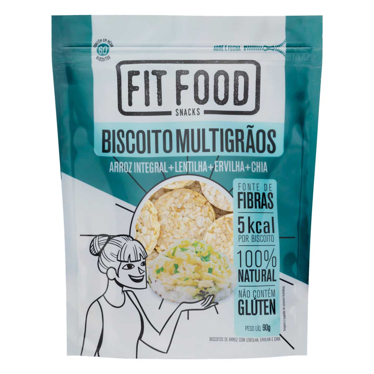 Biscoito de Arroz Integral Multigrãos Fit Food 90g