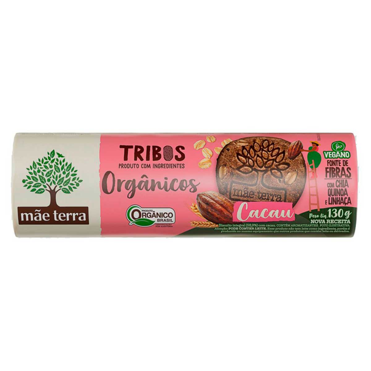 Biscoito Integral Mãe Terra Tribos Cacau 130g