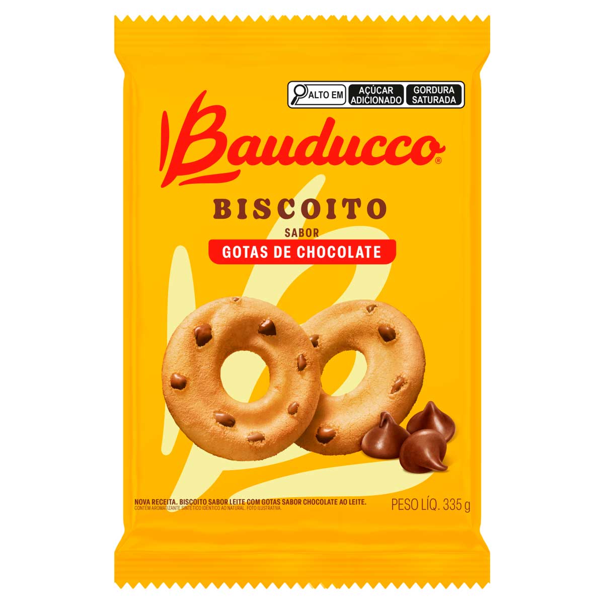 Biscoito Leite com Gotas de Chocolate Bauducco 335g