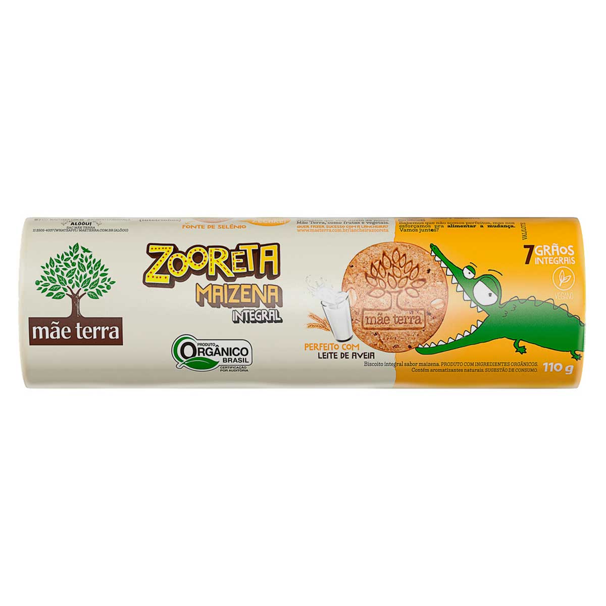 Biscoito Maizena Vegano Integral Orgânico Mãe Terra Zooreta 110g