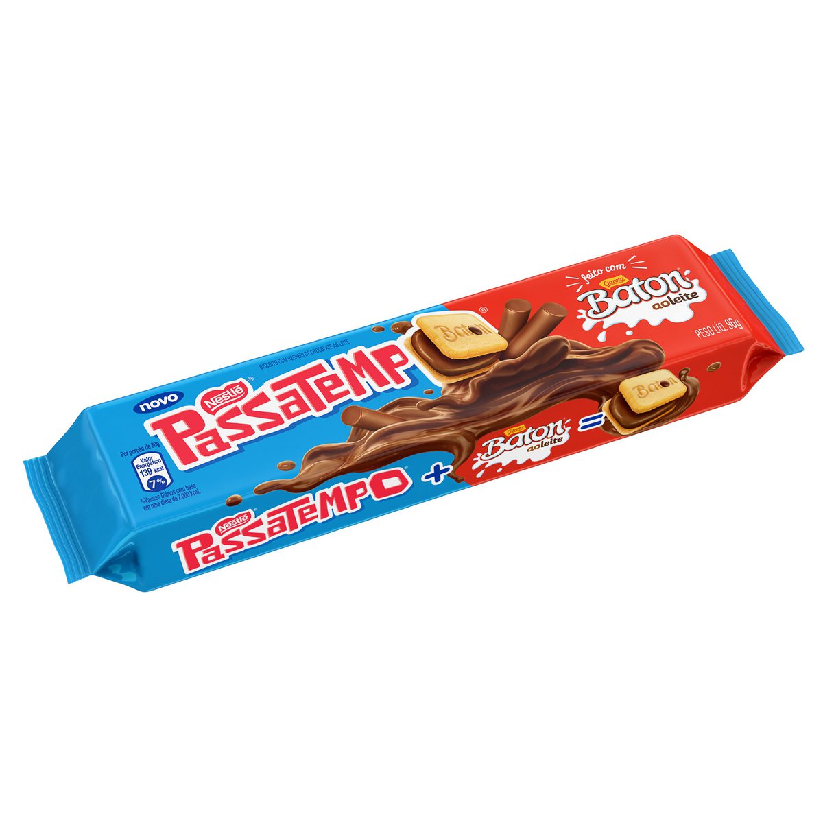 Biscoito Passatempo Recheado Chocolate Baton 96 g