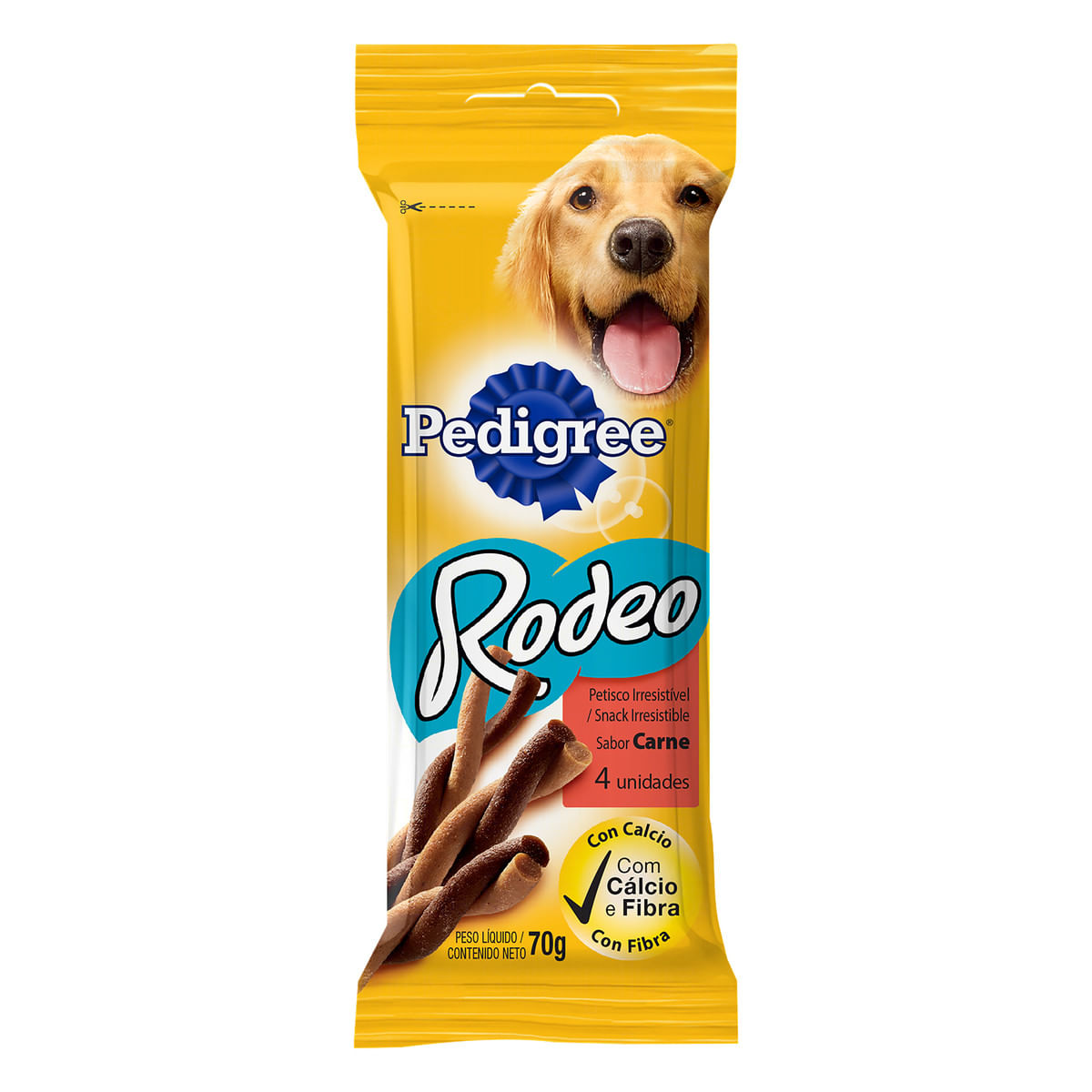 Biscoito Pedigree Rodeo Carne Para Cães Adultos 4 Unidades