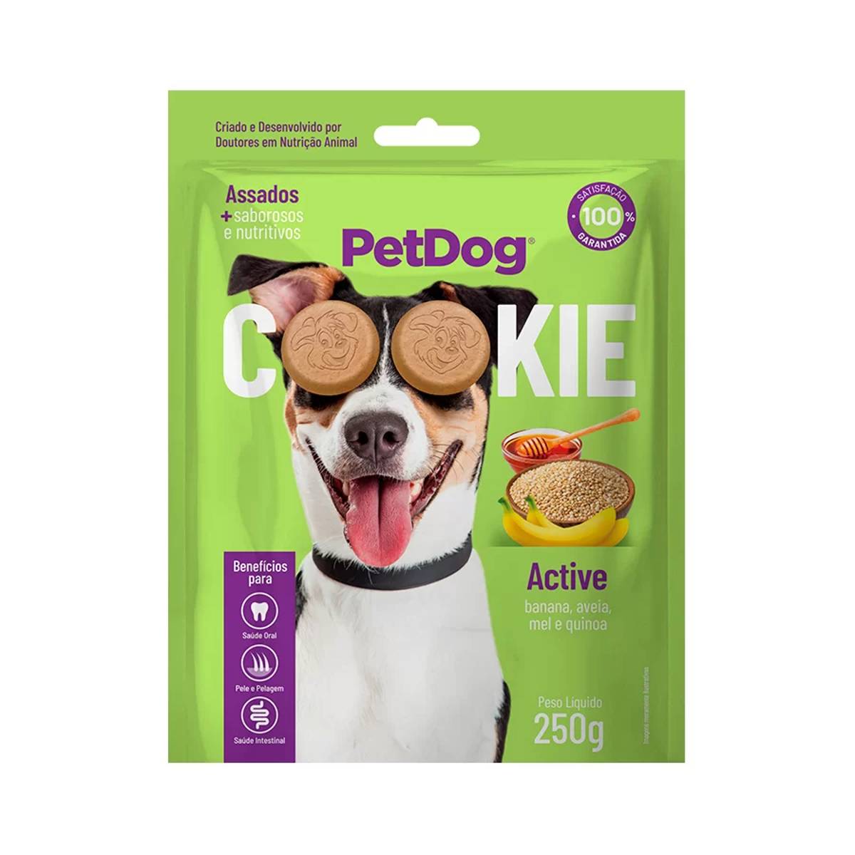 Biscoito Pet Dog Cookie para Cães Sabor Banana, Aveia e Mel 250 g