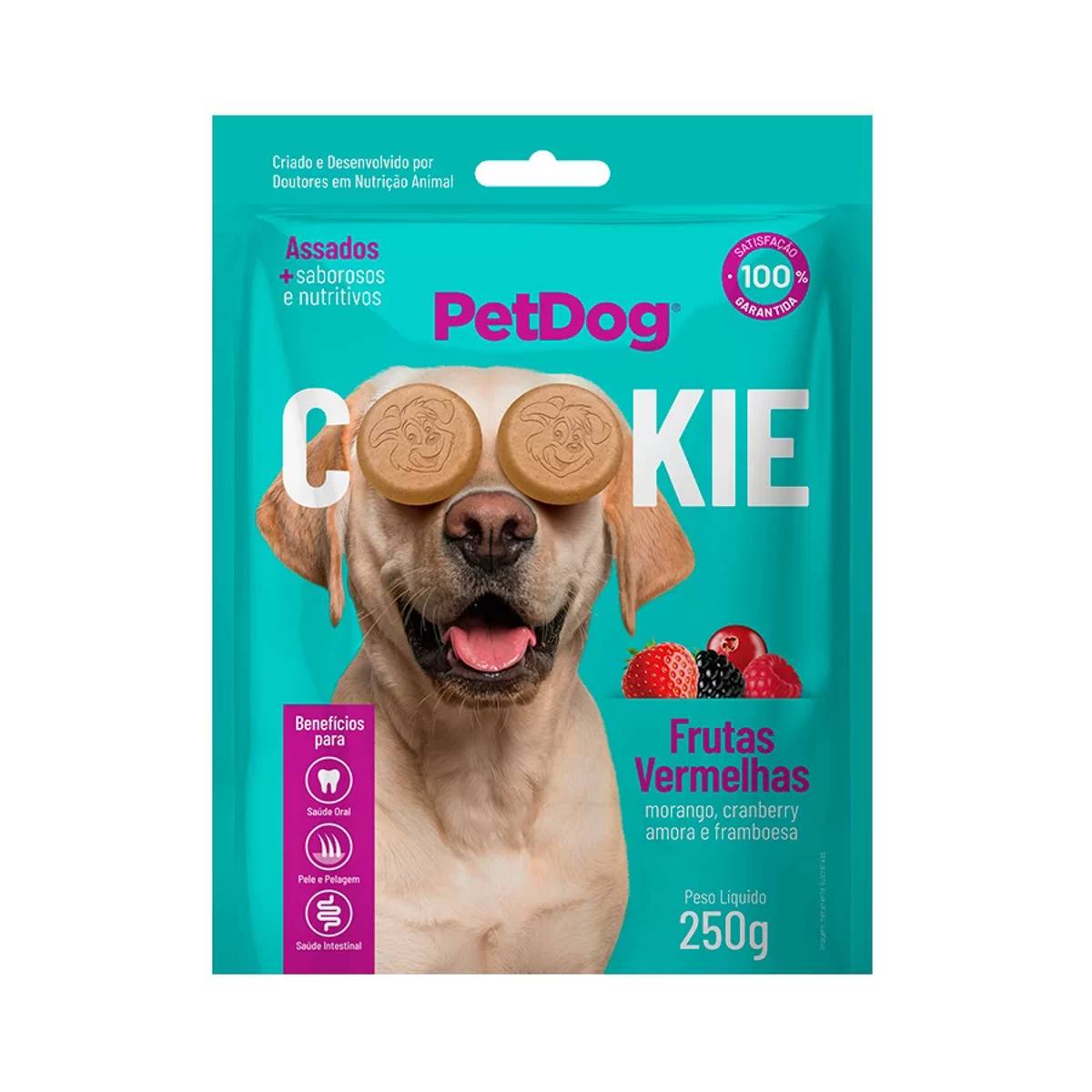 Biscoito Pet Dog Cookie para Cães Sabor Frutas Vermelhas 250 g