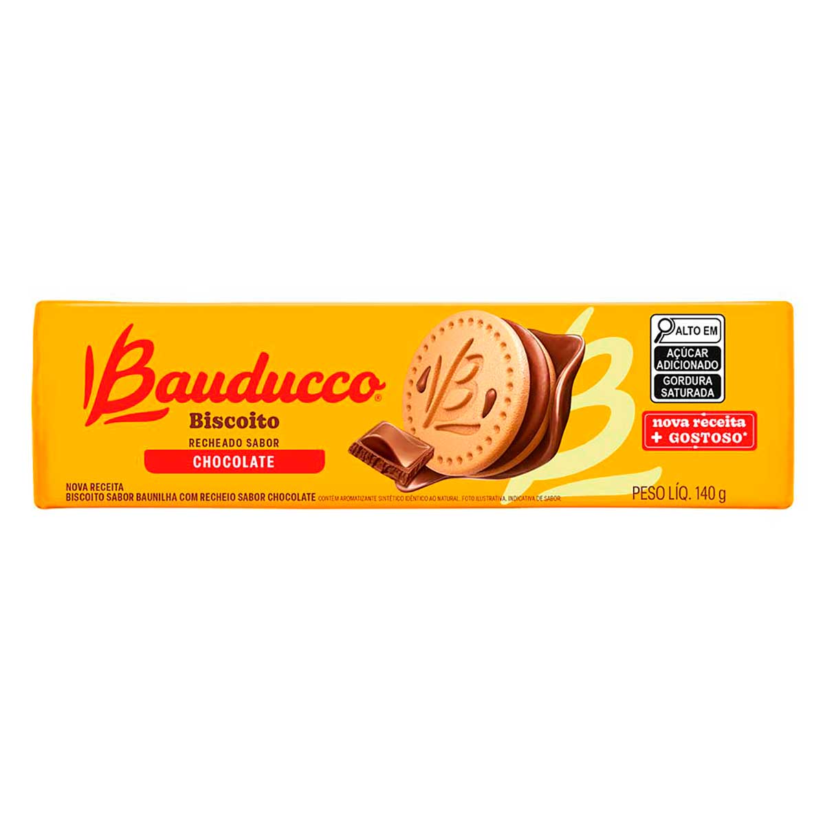 Biscoito Recheado de Chocolate Bauducco Bob Esponja 140g