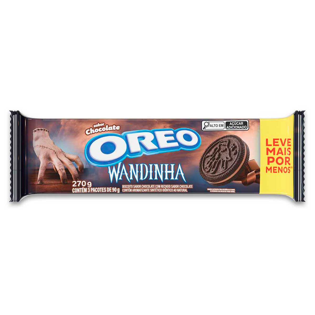 Biscoito recheado Oreo chocolate embalagem econômica multipack 270g